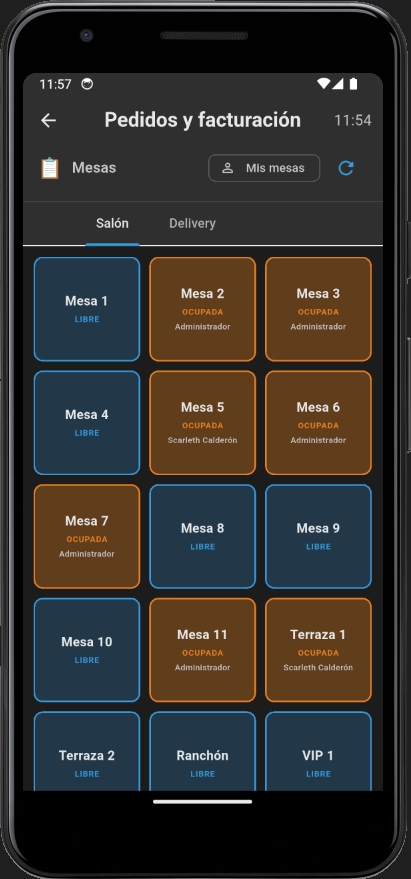 App móvil de XpertPOS Resto para tomar comandas desde la mesa en tablet o celular