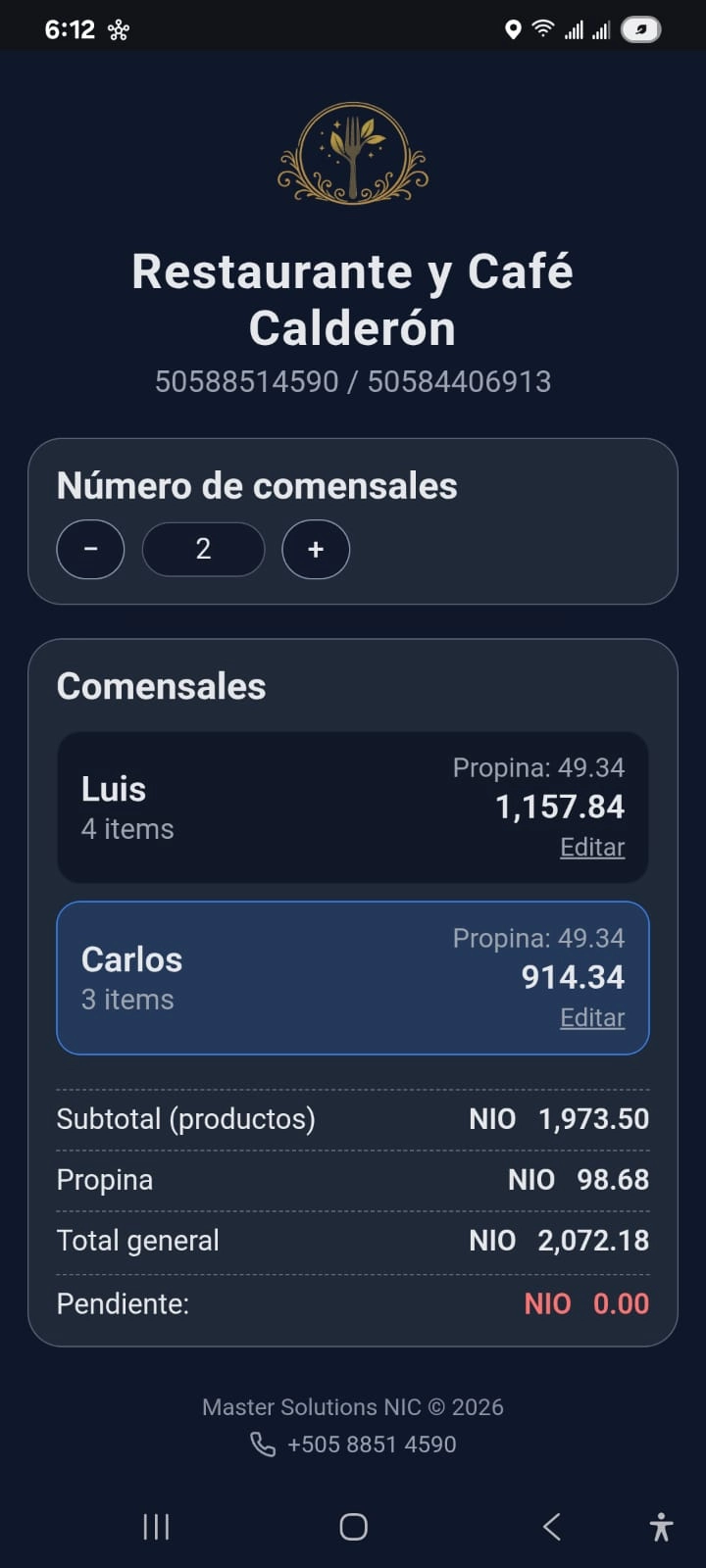 División de cuenta por QR en XpertPOS Resto desde el celular del cliente